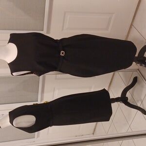 2/$50 Black Dress With Leopard Print Lining - Size 12